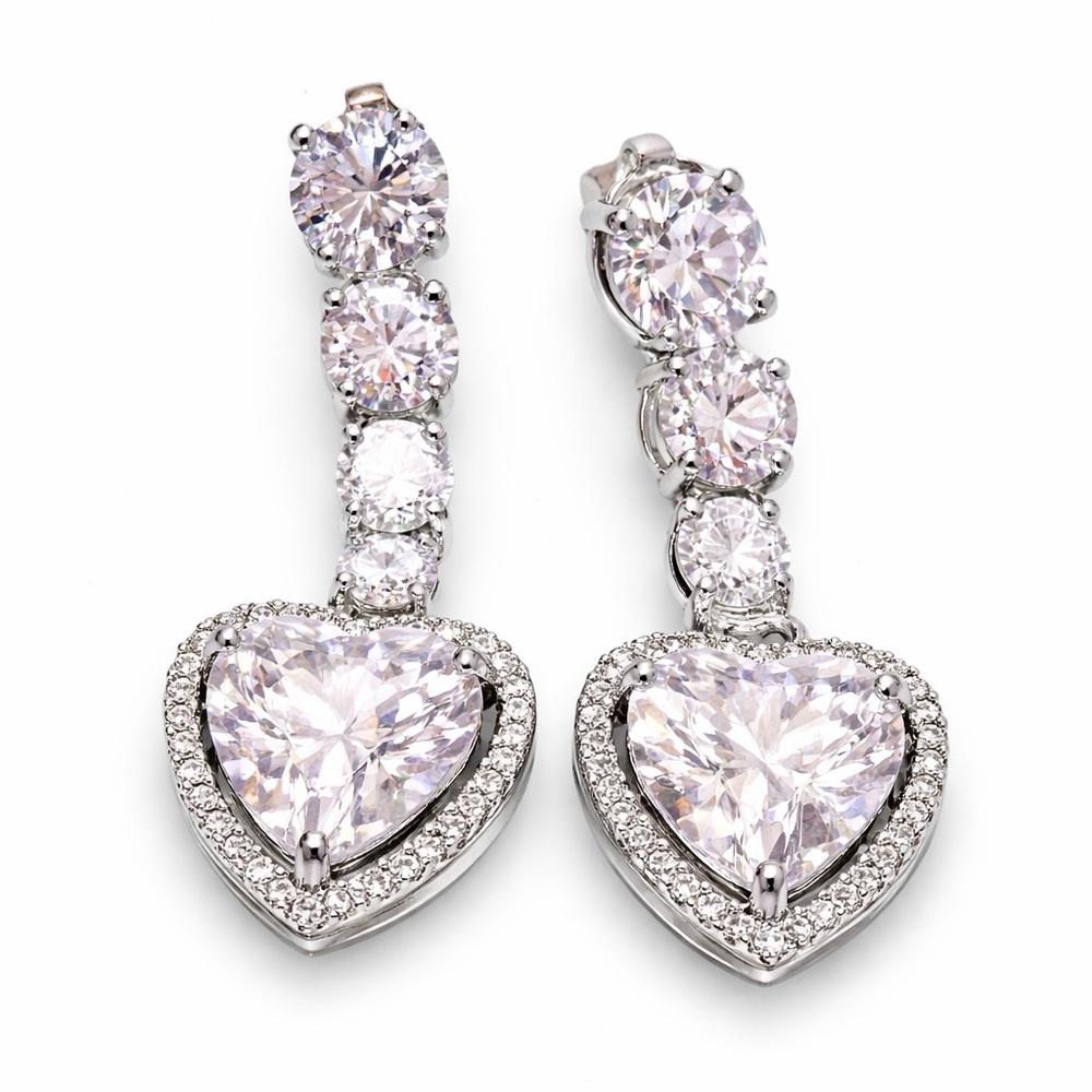 Sterling Silver and CZ stone Drop Earrings